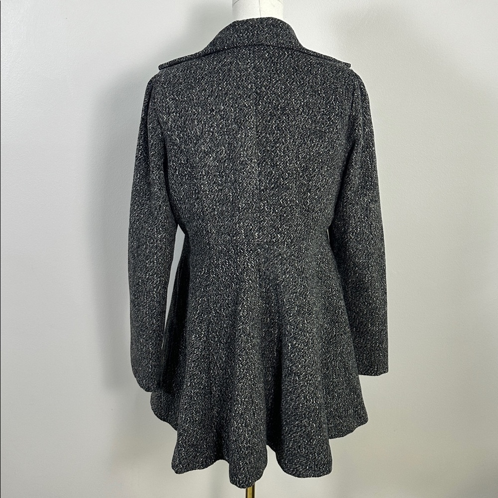 Anthropologie Ryu Feminine Tweed‎ Wool Blend Ruffled Tailored Chic Coat L Gray - Picture 5 of 9